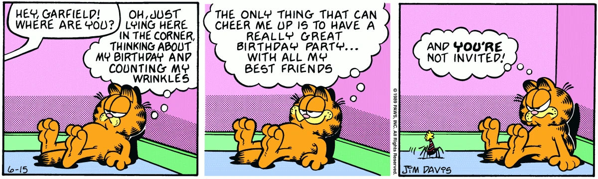 Garfield par Jim Davis (1989) : Planche originale du 15 juin 1989