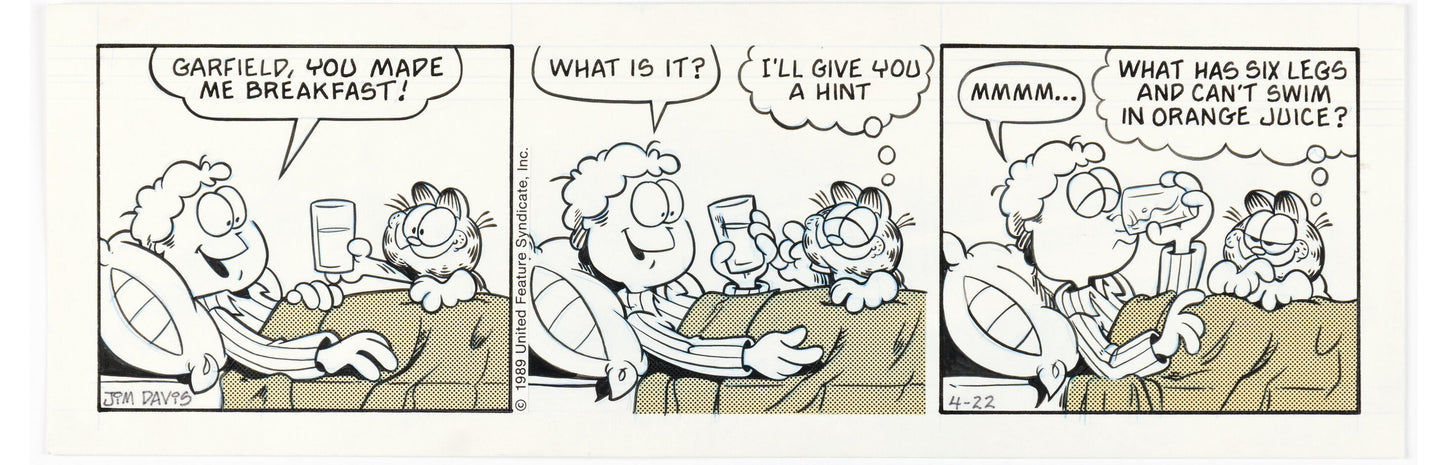 Comic strip original - Garfield par Jim Davis (1989)