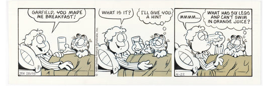 Garfield par Jim Davis (1989) : Comic strip original, April 22, 1989