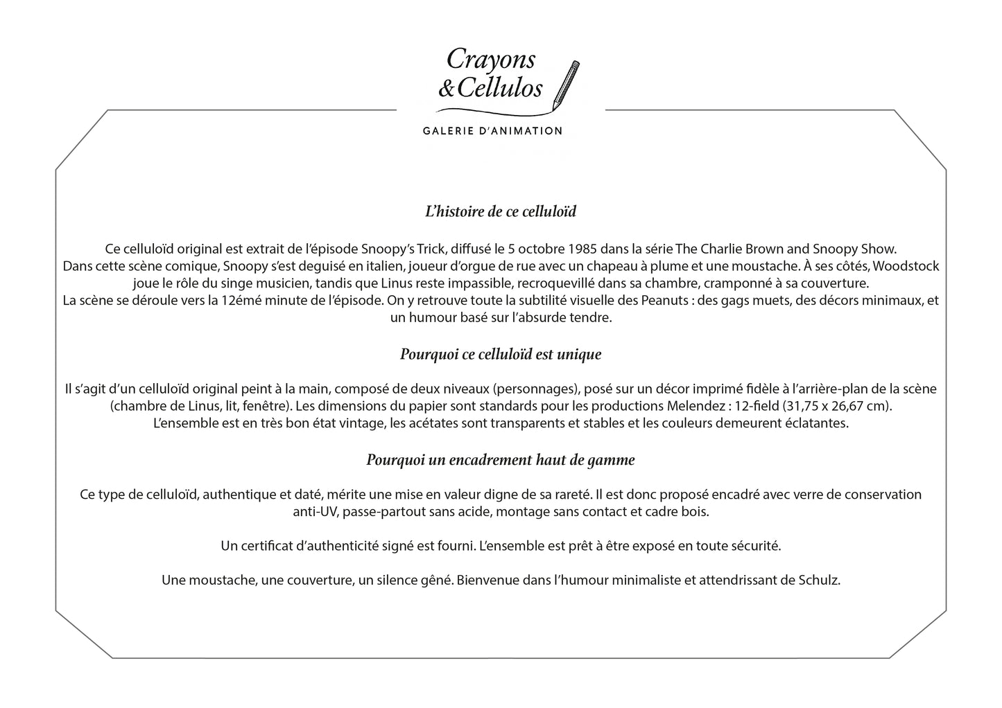 The Charlie Brown and Snoopy Show, Cel de production : Snoopy, Woodstock et Linus (1985)