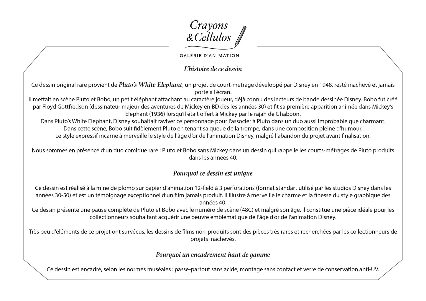 Pluto's White Elephant, dessin de production : Pluto & Bobo l'éléphanteau (1948)