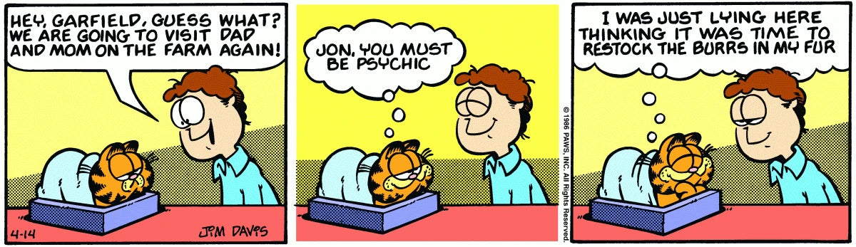 Garfield by Jim Davis (1986): Original comic strip dated April 14, 1986