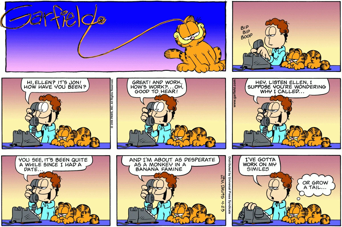 Garfield by Jim Davis (2006): Sunday Comic strip original, dated April 23, 2006