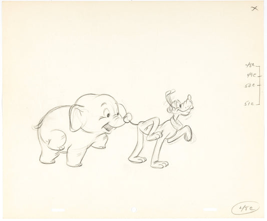 Production drawing - Pluto & Bobo the baby elephant (1948)