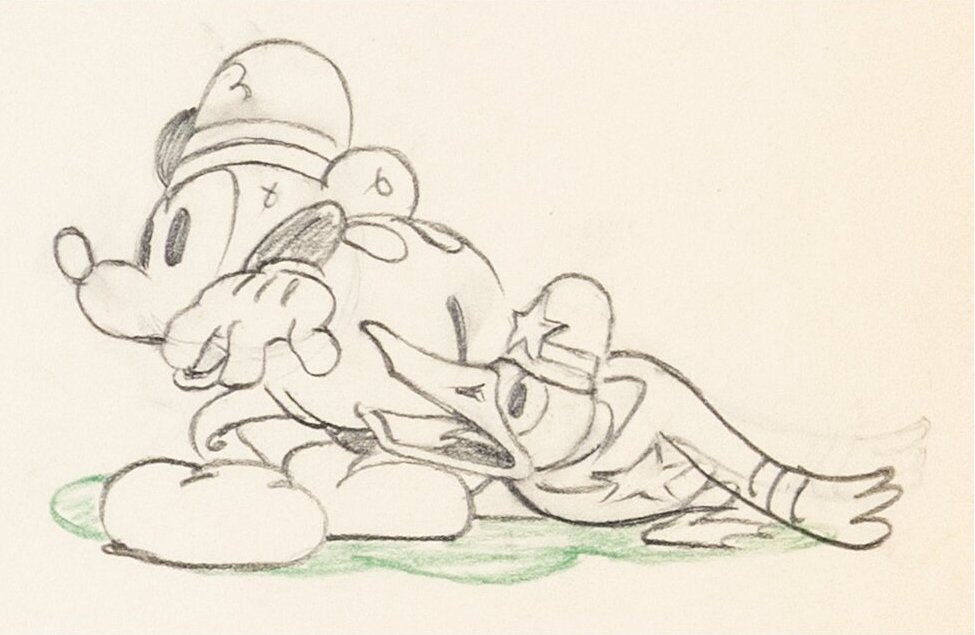 The Dognapper, Production drawing : Mickey Mouse et Donald Duck (1934)