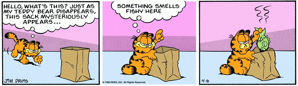 Garfield par Jim Davis (1984) : Planche originale du 6 avril 1984