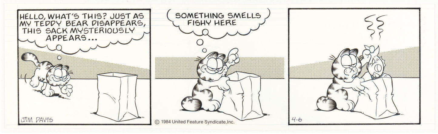 Garfield par Jim Davis (1984) : Planche originale du 6 avril 1984