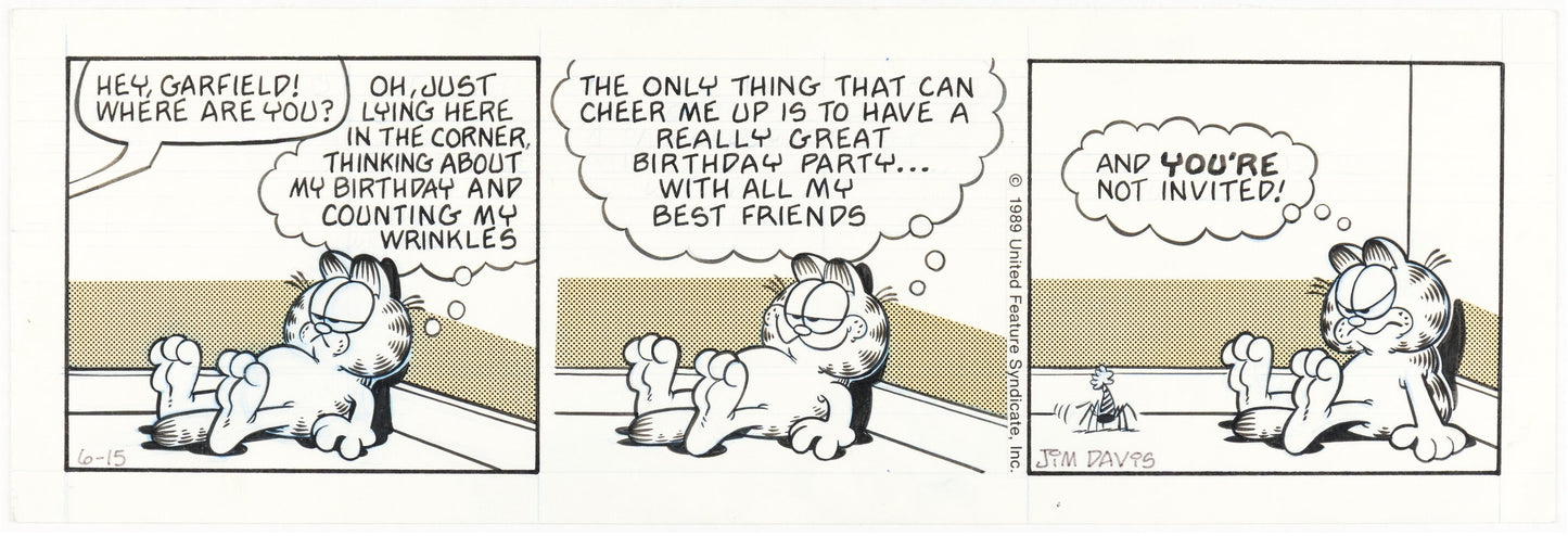Garfield par Jim Davis (1989) : Planche originale du 15 juin 1989