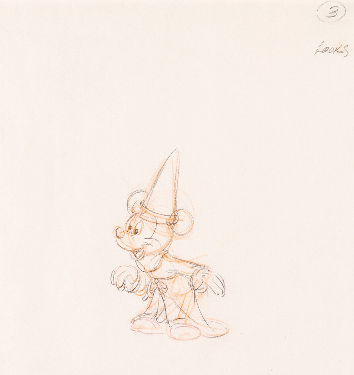 Mickey Mouse, the Sorcerer's Apprentice, advertising production drawing: Mickey Mouse (80s/90s)
