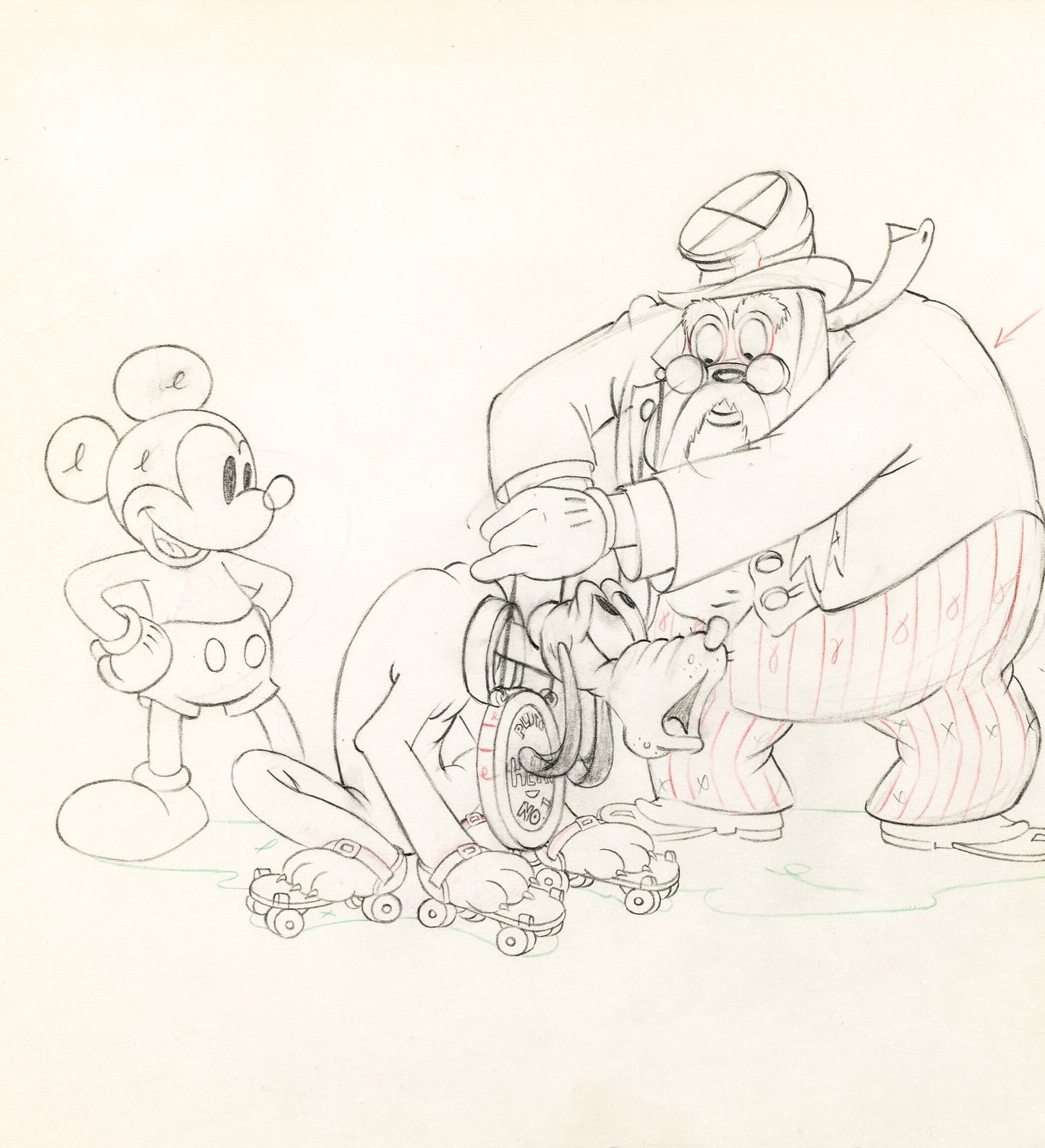 Society Dog Show, production drawing: Mickey Mouse, Pluto and the Judge (1939)