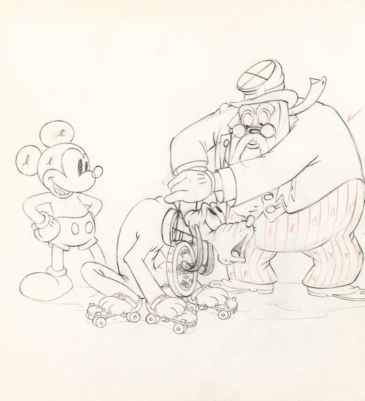 Society Dog Show, production drawing: Mickey Mouse, Pluto and the Judge (1939)