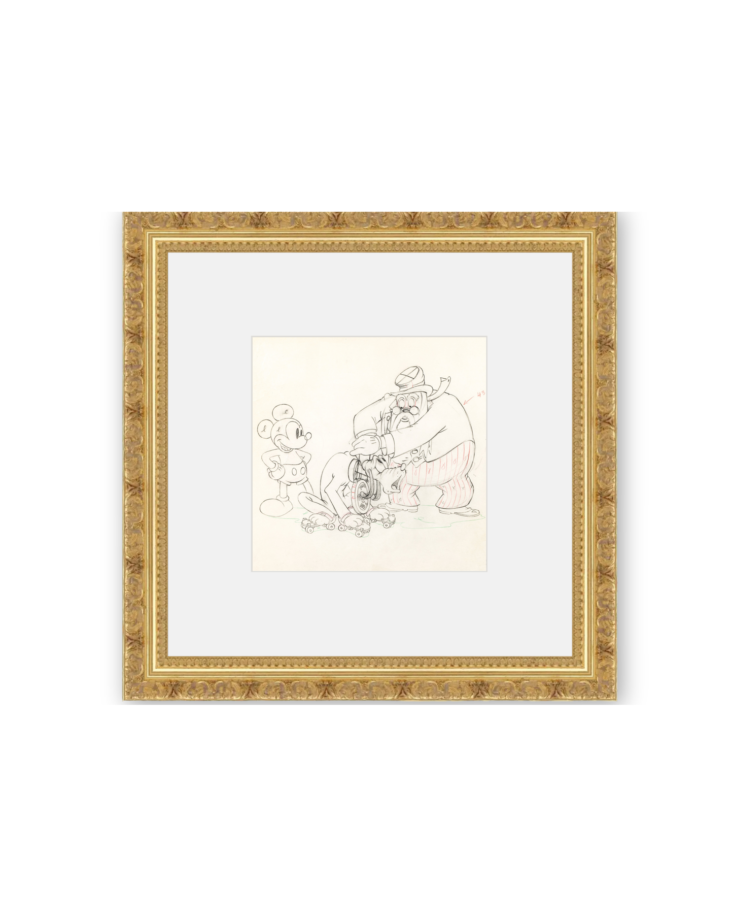 Society Dog Show, production drawing: Mickey Mouse, Pluto and the Judge (1939)